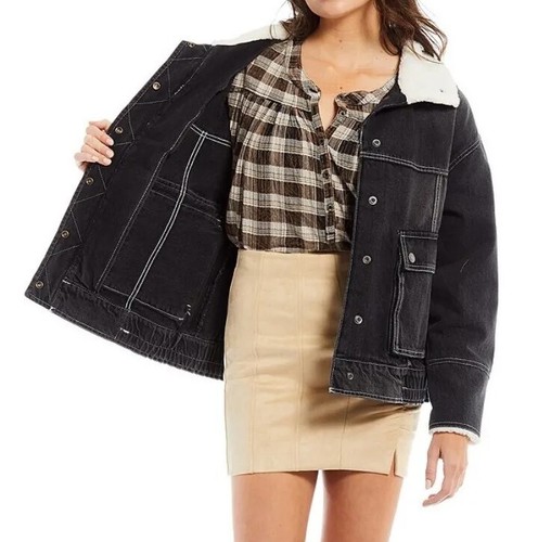 NWT FREE PEOPLE ARIEL COZY DENIM BOMBER 