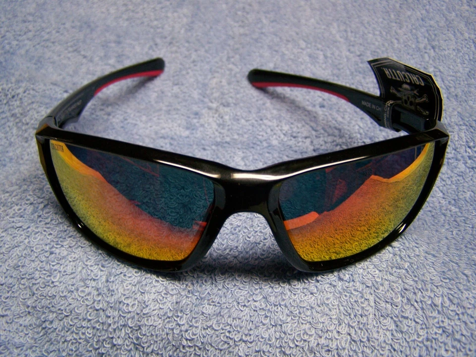 GAFAS DE SOL CALCUTTA INLET MARCO NEGRO/ROJO NARANJA ESPEJO DE FUEGO LENTES POLARIZADAS NUEVAS CON ETIQUETAS  Foto 4 de 4