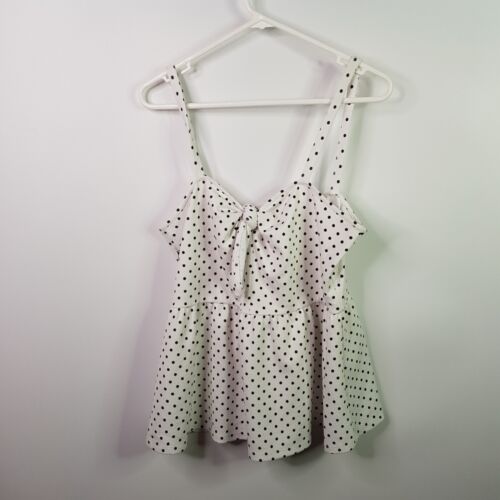 Seed Heritage Casual Sleeveless Blouse Top Womens Size M Black White Polka Dot - Picture 1 of 8