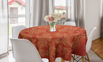 Runde Tischdecke Digitaldruck Waschbar Red Mandala Vibrant Gekritzel-Kunst