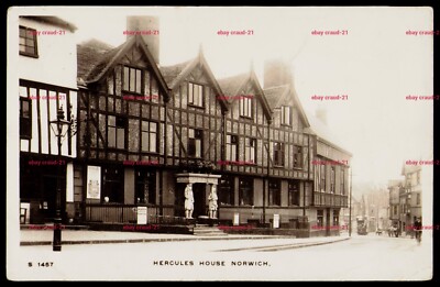 SAMSON & HERCULES HOUSE NORWICH NORFOLK  POSTCARD RPPC TOMBLAND  1916