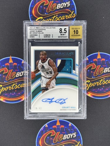 Grant Hill 2021 Immaculate Collection Jersey Number Patch Auto /33 BGS 8.5 10