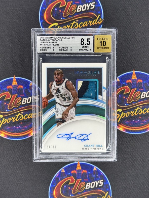 Grant Hill 2021 Immaculate Collection Jersey Number Patch Auto /33 BGS 8.5 10