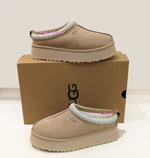 100% New with Box Women's Shoes UGG Brand Braid Tazz II Platform Slippers Sand