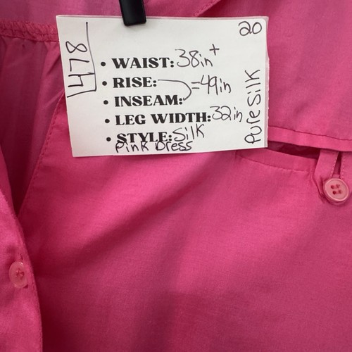 Kleid Seide 100% Vintage Fuchsia Größe 20! Rosa lang muss nur ein Gürtel hinzugefügt werden! - Bild 11 von 11