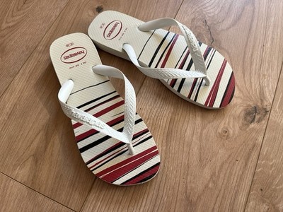 Havaianas Top Nautical Flip Flops 41/42 neuwertig Weiß Rot Schwarz