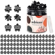 Mini Flower Hair Claw Clips - 100 Pack Small Flower clip for Women, Black