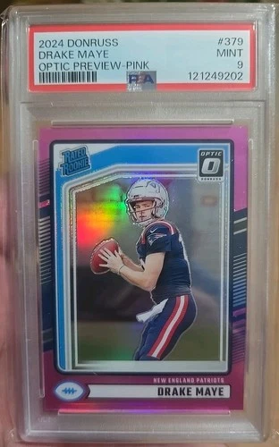 2024 Panini Donruss - Rated Rookie Drake Maye #379 Optic Preview Pink Prizm (RC)