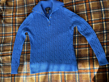 JONES NEW YORK Signature Women Blue Soft Knit Pullover Sweater 100  Cotton P/P