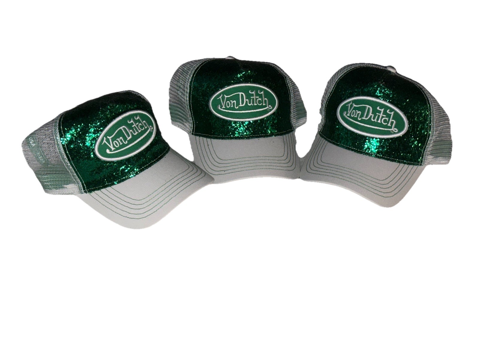 - Green Glitter Trucker Snapback - Women's Hat Designer 3 Le