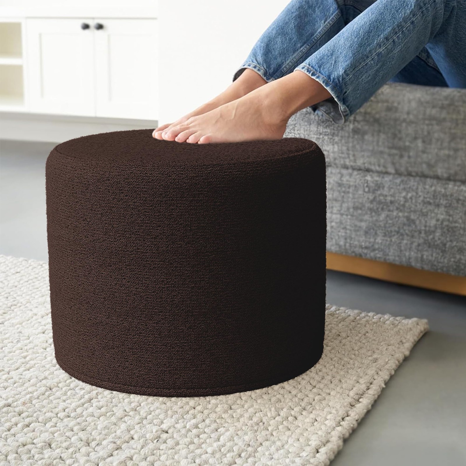 Beautiful Boucle Pouf Ottoman and Foot Rest - Elevate Your Living Room Decor ...