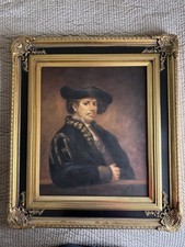Copy of Oil Painting On Canvas Rembrandt Self Portrait High-Quality Gilded Frame