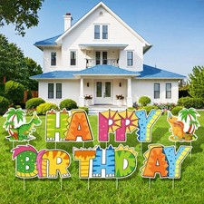 Dinosaur Happy Birthday Yard Signs Dinosaurs Party Decorations Supplies Color...