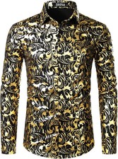 Men's Luxury Paisley Floral Printed Button Down Shirt