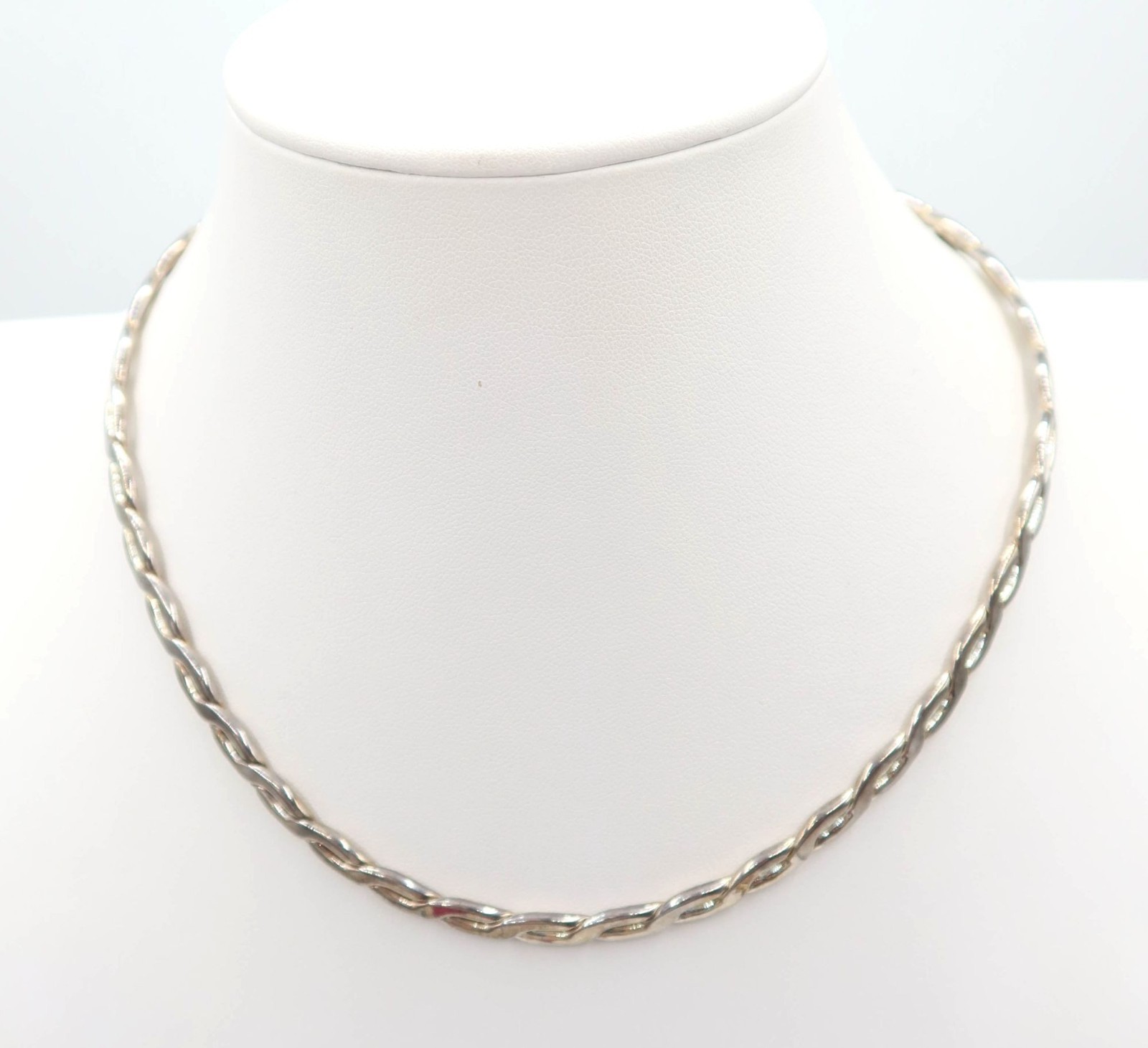 Silver Tone Solid Braided Collar Choker Necklace … - image 1