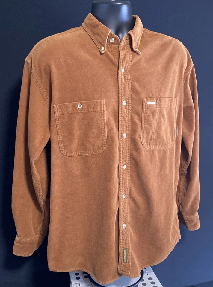 Timberland Weathergear Rugged Fit Cord Button Up LS Shirt Brown VTG Men Sz M EUC - Image 4 of 4