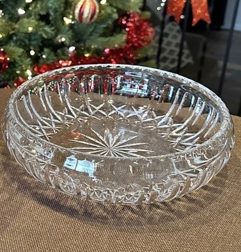 GORGEOUS Large 10” Crystal Bowl Taunton Waterford ? Vintage Hand Cut Serving