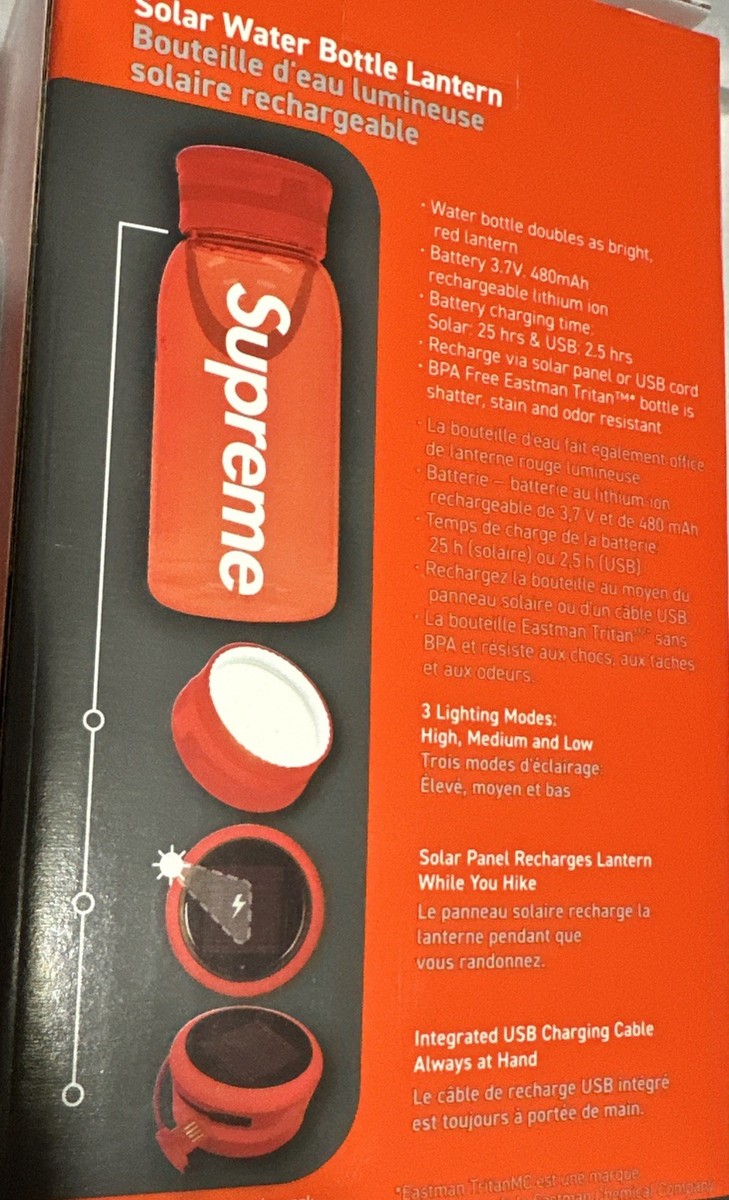 NEW Supreme SOL Water Bottle Lantern Solar Rechargeable Lithium