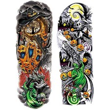 12 Sheets Nightmare Before Christmas Full Arm Temporary Tattoo Stickers, Tumb...