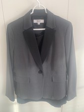 Jones Studio Skirt Suit Set Womens 10P Gray Stretch Jacket Pencil Skirt Career