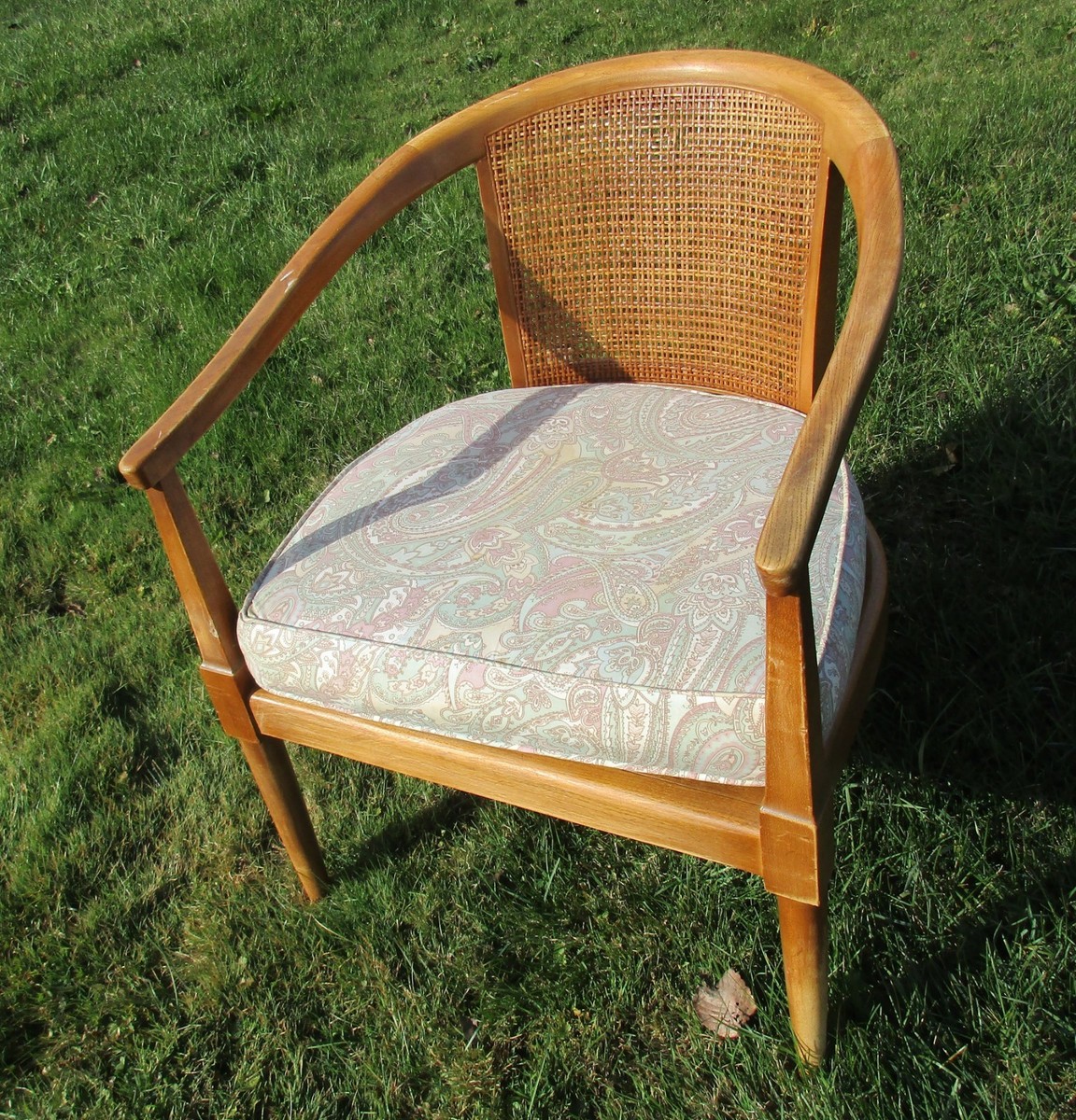 American of Martinsville Cane Barrel Back Armchair Mid Century