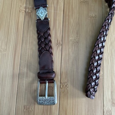 Fossil Woven Braided Leather Belt Brown Silver Buckle Western Cowgirl Bohemian Fossil Women main image 2