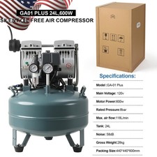 600W Silent Oil-Free Air Compressor PLUS Air Flow For Dental Chair Unit Use