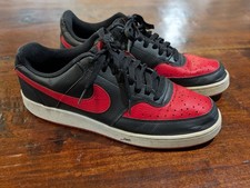 Nike Black Red Court Vision Low Top Basketball Sneakers Men 10.5