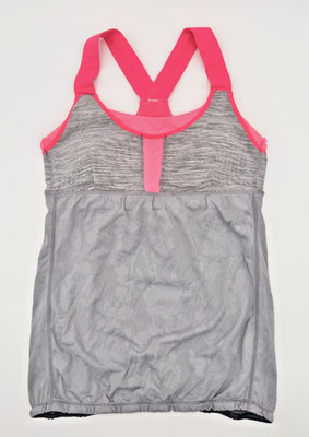Lululemon Run Stuff Your Bra Tank Top Womens 8 Gray Racerback Athletic Shelf Bra