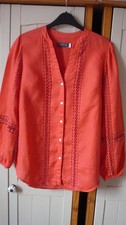 Mint Velvet Linen Blouse Orange UK 10 Lovely Summer Top Shirt