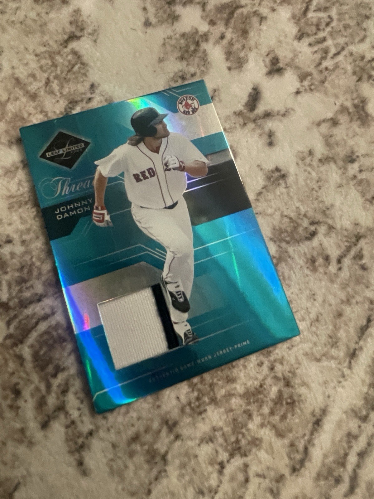 2005 Leaf Limited - Johnny Damon #48 /50 Threads Patch Relic Game Used Jersey view 3