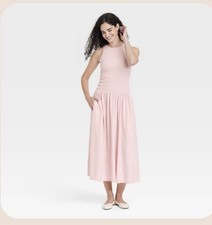 Universal Thread Pink Smocked Knit Maxi Dress Women's Large A-Line Sleeveless