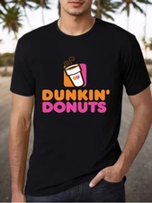 Men's Dunkin' Donuts Graphic T-Shirt - Black Cotton Crew Neck Tee with Playful C