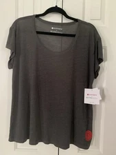 NEW Pure Barre Beyond Yoga Circle P Burnout Tee Grey Medium