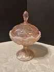 Fenton Iridescent Pink Lily of the Valley Covered Candy Dish