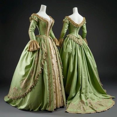 Green Rococo Dresses Venice Carnival Costume Bridgerton Queen Party Ball Gowns