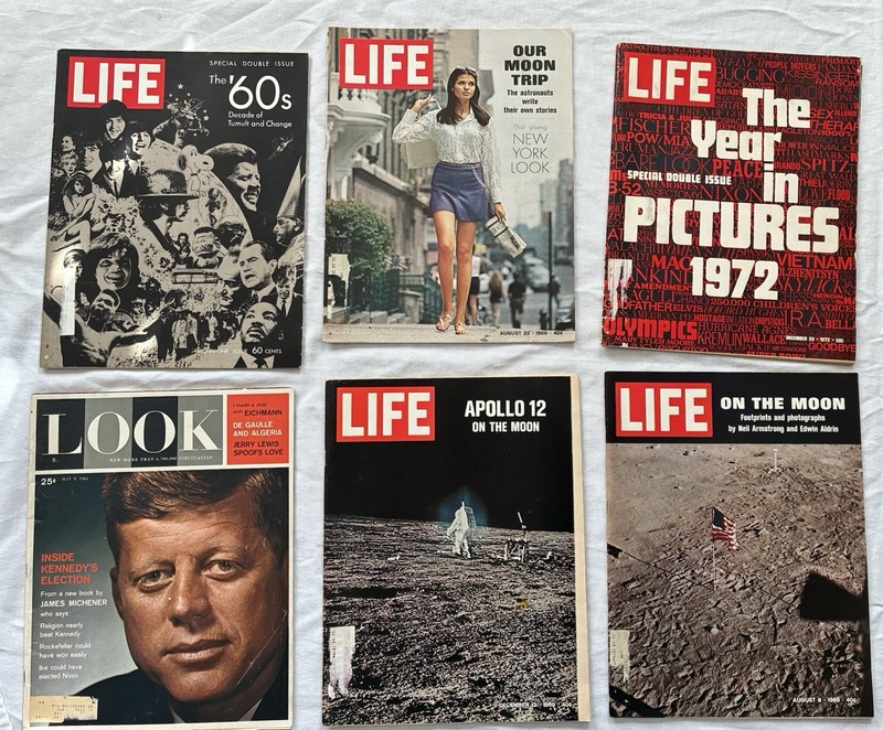 Lot Of Life Magazines From 1960s 1970s Moon Landing JFK