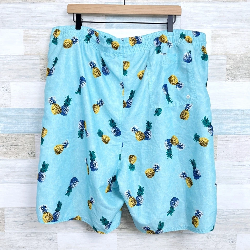 Bañador cargo con estampado de piña azul marino antiguo 8" entrepierna traje de baño para hombre XXL 2XL Foto 4 de 4