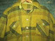 MCGREGOR Vtg 50s 1960s Mustard Plaid Hunting Jacket Shirt Shirtjac Wool Blend M