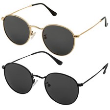 Small Round Polarized Sunglasses for Men Women Classic Circle Metal Frame Sun...