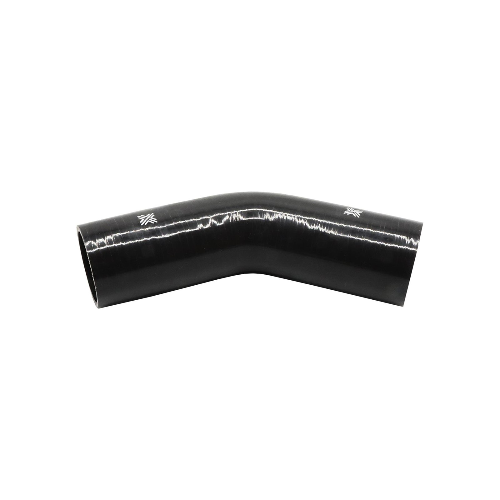 Pipercross Silicone Hose 45 Degree Elbow Bend 70mm Bore 4-Ply 152mm Legs Black