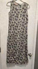 Vintage Studio East Dress Womens 14W  Floral Sleeveless Beige Rayon
