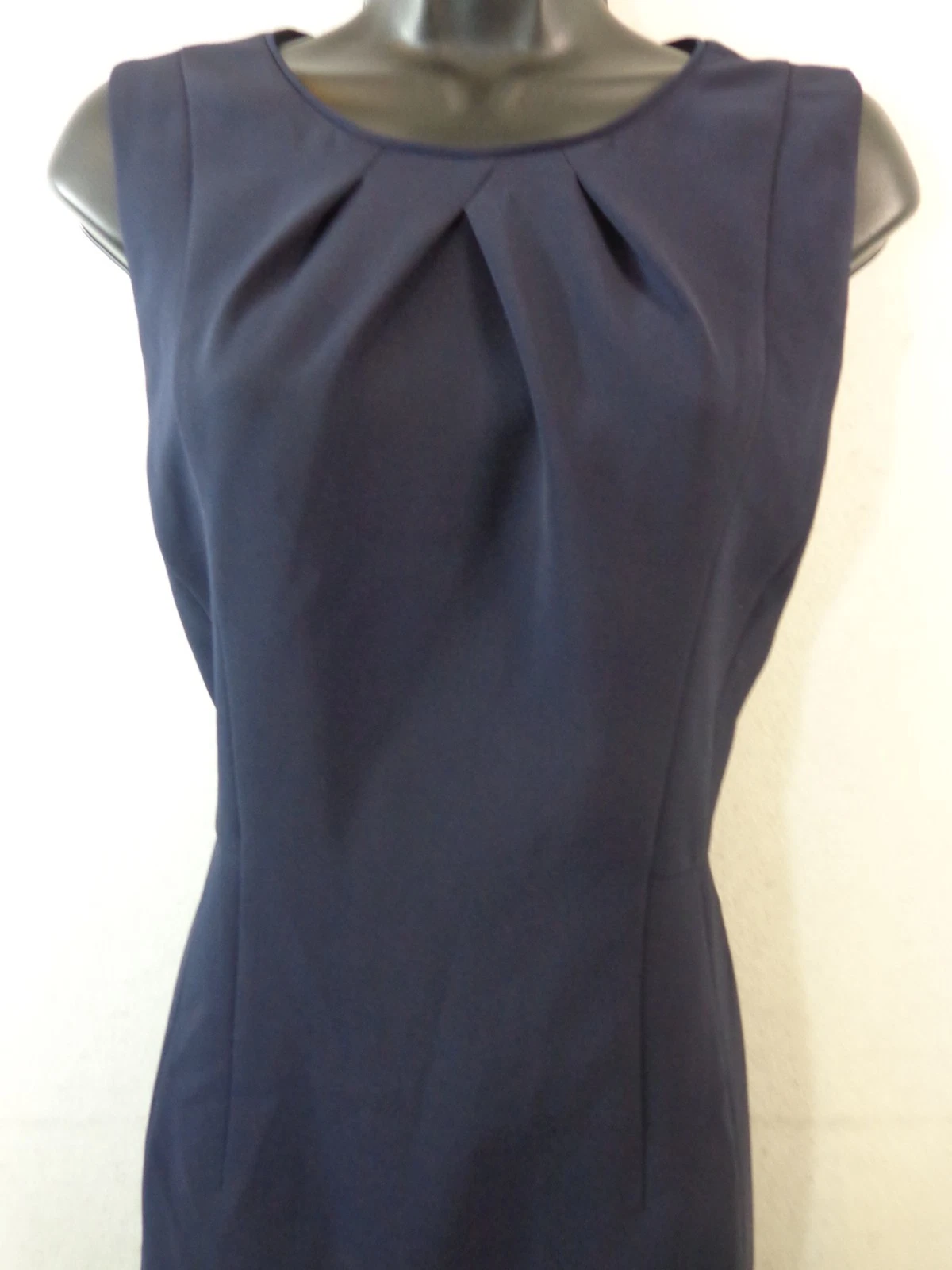 VETEMENTS Abito Talbot's donna 6 blu navy senza maniche plissettato cambio