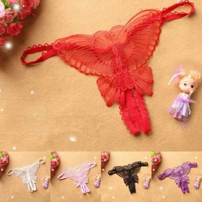 BRAND NEW Culotte Papillon G-String Lingerie Ouvert Crotchles Transparent Pyjama