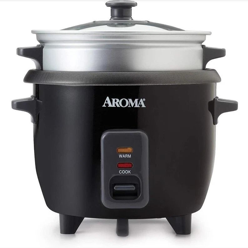 Aroma 6-Cup Rice & Grain Cooker 1.5 Qt | Steamer Function | Black One Pot Meals✅
