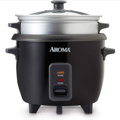 Aroma 6-Cup Rice & Grain Cooker 1.5 Qt | Steamer Function | Black One Pot Meals 