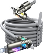 LISEN USB C to Lightning Cable, 240W 4 in 1 Charging Cable 6.6FT, Grey