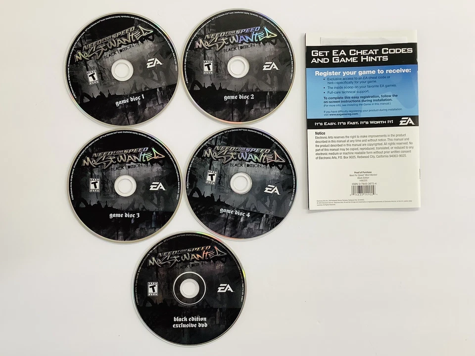 Need for Speed: Most Wanted-Black Edition (PC ) w/Manual, Code, 5-Disc Set (G) - Image 2 of 4