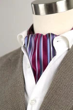 CAMELLUCCI Men's Cravat Ascot Tie Gift Box Striped Reversible 100%Silk