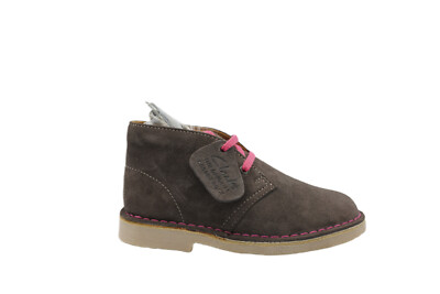 04873] Clarks Desert Boot TD Girls Toddlers Kids Grey Suede Pink